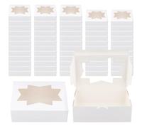 SINJEUN 60 cajas de galletas blancas, cajas de cartón para postres con ventana transparente, cajas de panadería para regalo, fiesta, 20,5 x 15,5 x 6,5 cm