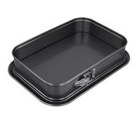 SINJEUN Molde Rectangular Desmontable con Cierre, Acero al Carbono Antiadherente, 35,5 x 24 x 7,8 cm, para Horno y Repostería, 1 Pieza, Negro