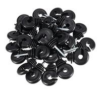 SINJEUN Paquete de 100 aisladores de valla eléctrica negros de 3.3 pulgadas, aisladores de anillo de valla eléctrica, aisladores de tornillo de poste de madera para valla eléctrica