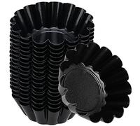 SINJEUN Paquete de 18 moldes para tarta de huevo de 6,5 cm, moldes para magdalenas de tartas, diámetro inferior de 4,5 cm, antiadherentes, molde de acero al carbono, moldes para hornear cupcakes