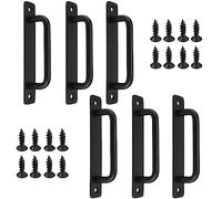 SINJEUN Paquete de 6 manijas de puerta de empuje de 6 pulgadas, manijas de puerta corredera de aleación de aluminio con tornillos, armario y armario, color negro