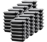 SINJEUN Paquete de 60 recipientes de plástico para preparación de comidas con tapas, 750 ml, sin BPA, cajas de almuerzo apilables, aptas para microondas y congelador