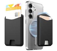 Sinjimoru Cartera magnética para teléfono móvil, funda de piel vegana premium para MagSafe 3 Card Holder compatible con iPhone 17 Pro Max Air 16 15 14 13 Series M-Viica, Negro , 9.75 cm x 6.5 cm x