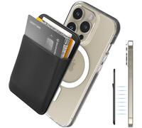 Sinjimoru Cartera MagSafe, Cartera magnética Fuerte para iPhone 16, 15, 14, 13, 12, Tarjetero magnético elástico para identificaciones, Dinero en Efectivo, Llaves, etc. M-Basic Negro