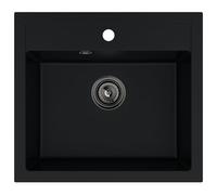 SINK Quality Fregadero Cocina Negro 56 x 51 cm - Fregadero granito con sifón de grafito y agente de impregnación - Fregadero para mueble de 60 - Lavabo de cocina negro