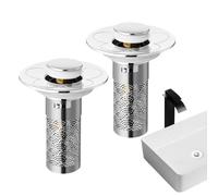 Sink Stopper - 2 Pack Stainless Steel Drain Plug Set | Hair Catcher and Water Stopper for Bathroom Shower Bathtub, Multi Use Drains Filter for Kitchen Home Apartment Dorm Hotel, 8cm Stainless Steel