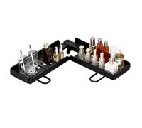 Sink Storage Rack - Modern Carbon Steel No Drilling Shelf, Rotating Bathroo