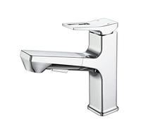 Sink Tap with Pull-out Sprayer Basin Mixer Tap with extendible Retractable Brass Dual Mode Single Lever Cold and Hot Water Single Handle Lavatory Faucet, for Bathroom