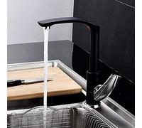 Sink Taps Kitchen Sink Faucets Brass Mixer Tap Single Handle Deck Mounted Hot & Cold Water Tap Rotating Polished Chrome Basin Faucet-Black(Blanc)