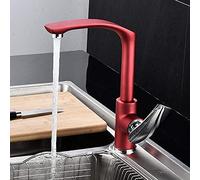 Sink Taps Kitchen Sink Faucets Brass Mixer Tap Single Handle Deck Mounted Hot & Cold Water Tap Rotating Polished Chrome Basin Faucet-Black(Blanc)