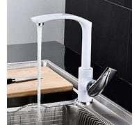 Sink Taps Kitchen Sink Faucets Brass Mixer Tap Single Handle Deck Mounted Hot & Cold Water Tap Rotating Polished Chrome Basin Faucet-Black(Blanc)