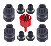 Sink to Hose Adapter, Barrel Spigot, PVC Bulkhead Fitting with Plugs, Leakproof Accessory for Multifunctional Use in Aquariums, Ponds, Bathtubs, Tanks and Rain Barrels, 1/2inch