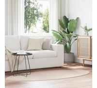 Sinkzol Alfombra ovalada HUARTE beige, 100 x 200 cm, 100% poliéster, antideslizante, plegable, resistente, para salón, pasillo, protección térmica y acústica