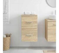 Sinkzol «Armario de baño Mientras tanto, roble Sonoma 30 x 44,5 x 50 cm con 2 cajones de almacenamiento y tiradores plateados para baños modernos