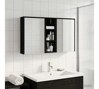 Sinkzol Juego de muebles de baño de madera, 3 piezas, 106 x 16 x 62,5 cm, con iluminación LED y espejo de dos vías, montaje en pared, espacio para cuarto de baño, invitados, inodoro