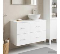 Sinkzol Juego de muebles de baño de madera blanca con tocador y armario de 49,5 x 35 x 80 cm, espacio de almacenamiento con cajones y compartimentos, armario para debajo del lavabo con perforación