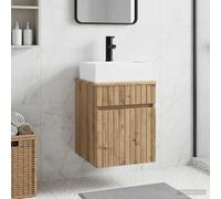 Sinkzol Mueble bajo lavabo montado en la pared en roble Artisan, de madera con mucho espacio de almacenamiento, tamaño compacto 39 x 41 x 62,5 cm, moderno lavabo para baño e invitados