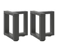 Sinkzol Patas de mesa de café en forma de T, 2 unidades, acero con recubrimiento en polvo, color antracita, 30 x 25 x (30 - 31) cm, con patas de nivelación ajustables para mesa de café, tornillos de