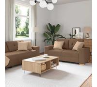 Sinkzol Sofá de 3 piezas, color marrón, 221 x 80 x 80 cm, mezcla de lino, muebles de salón modernos, con amplios reposabrazos y estructura estable para familias y relajación