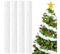 SinLaw Guirnalda de Navidad - 4 Espumillones Con Copos de Nieve Blancos, 3 m de Abeto Para Árbol y Fiesta Navideña