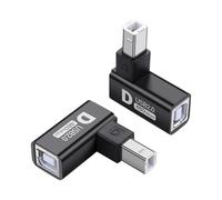 SinLoon Adaptador de Impresora USB 2.0 Tipo B, 90 Grados Tipo B, Convertidor Macho a Hembra, Extensión MIDI, Conector USB 2.0, para Impresora, Escáner, Mezclador, 2 Piezas (Negro) (D)