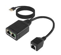 SinLoon Adaptador Divisor de Red Gigabit 1 Hembra a 2 Hembra Conmutador Ethernet de Alta Velocidad 1000/100 Mbps con Puerto de alimentación USB para computadora, concentrador(1 Female to 2 Female)