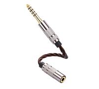 SinLoon Cable adaptador de audio de 4,4 mm a 3,5 mm, conector trenzado OFC chapado en oro Hi-Fi, adaptador corto de 15 cm para amplificador de auriculares Walkman DAP (bronce)