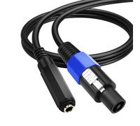 SinLoon - Cable de altavoz Speakon a 1/4", 22 AWG Speakon macho a 6,35 mm TRS hembra Cable de audio de 1,6 m Twist Lock Speakon a cable de audio de doble canal de 1/4" para altavoz de guitarra