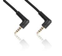 SinLoon Cable de audio estéreo de 90 grados, 3,5 mm, 4 polos, paquete de 2 cables de auriculares macho a macho en ángulo recto para tabletas, altavoces de cine en casa, etc. (9 pulgadas)