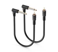 SinLoon Cable de audio RCA a mono de 6,35 mm, 2 unidades, 0,3 m, revestimiento de PVC niquelado, cable de audio RCA a 1/4 mono para amplificador de guitarra, sistema PA (R M to 6.35)
