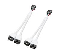 SinLoon - Juego de 2 placas base USB 2.0 de 9 pines, divisor de cabecera de 9 pines USB 2.0 hembra a doble cable de extensión macho de 9 pines, nailon trenzado (Blanco)