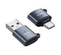 SinLoon Lector de tarjetas TF USB 2.0, 2 unidades, USB-A + tipo C, lector de tarjetas micro SD, adaptador de tarjeta de memoria portátil para teléfono/PC/tableta/ordenador portátil, lector de tarjetas