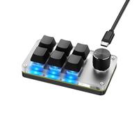 SinLoon Mini Macro Teclado Programable USB Mini 6 Teclas 1 Perilla Teclado Mecánico OSU para Juegos RGB DIY Teclado Multifunción Compatible con Mac OS, Windows (Negro)