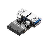 SinLoon USB 3.0 - Adaptador de cabecera de panel frontal USB 3.0 de 19/20 pines a doble USB A, adaptador de cabecera USB 3.0 de 19 pines hembra a doble USB tipo A hembra