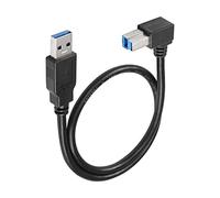 SinLoon USB 3.0 Cable de impresora 90 grados USB 3.0 Tipo A macho a tipo B Enchufe macho Cable de impresora de alta velocidad para disco duro, impresoras, escáner, concentrador USB, monitor (Left)