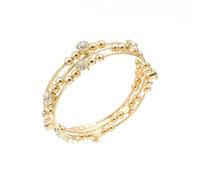SINLOV Boho Vintage Cristal Pulsera Conjunto Cuentas de Oro Stretch Brazalete Abierto Ajustable Dainty Hand Jewelry para las Mujeres