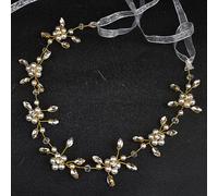 SINLOV Flor Wedding Hair Vine Oro Crystal Bridal Hair Pieces Pearl Bride dama de honor Headband Boda Accesorios para el cabello para las mujeres (Dorado, L)