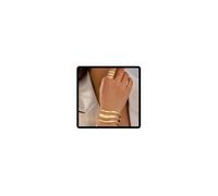 SINLOV Juego de pulseras de rayas curvadas bohemias, doradas, vintage, abiertas, pulseras de mano para mujer