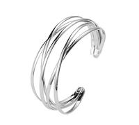 SINLOV Pulsera abierta de moda, pulsera de cruz ajustable, puños abiertos gruesos, pulsera de muñeca ajustable, joyería delicada de mano para mujer, Large, Metal