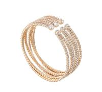 SINLOV Pulsera de apertura de cristal brillante con diamantes de imitación en capas, pulsera de cadena de mano para mujer, Large, Metal, No es una piedra preciosa