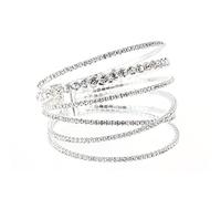 SINLOV Pulsera de apertura de cristal con diamantes de imitación, pulsera en capas, cadena de mano para mujer, Large, Metal, No es una piedra preciosa