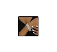 SINLOV Pulsera de moda con apertura de cristal brillante con diamantes de imitación en capas, pulsera de cadena de mano para mujer, talla única, Metal, Sin piedras preciosas
