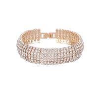 SINLOV Pulsera de moda con apertura de cristal brillante con diamantes de imitación en capas, pulsera de cadena de mano para mujer, Large, Metal, No es una piedra preciosa