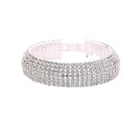 SINLOV Pulsera de moda con apertura de cristal brillante con diamantes de imitación en capas, pulsera de cadena de mano para mujer, Large, Metal, No es una piedra preciosa
