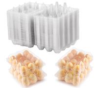 SINLUCESCE Paquete de 50 cajas de huevos baratas a granel, plástico para 12 huevos, cajas de huevos transparentes de 3 x 4 rejillas, perfectas para refrigerador, mercados de granja de pollos