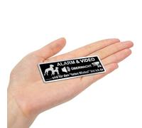 SINMAO Señal de videovigilancia pequeño metal autoadhesivo 85 x 30 mm Atención perro cartel divertido aluminio cepillado negro x1 pieza