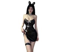 SINMIUANIME Vestido largo sexy sin mangas para mujer, con cordones, cintura alta, para club, fiesta, mini vestido ajustado, 5387negro, Talla única