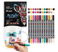 Sinmoe 12 Piezas 24 Colores Marcadores de Pintura Bolígrafos Cerámicos de Doble Cabezal para Tazas de Cerámica Plumas de Pintura Rupestre Marcadores de Pintura para madera Metal San Valentín