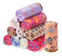 Sinmoe 12 Piezas Mantas de Cama para Cachorros Manta Suave de Felpa para Perros y Gatos con Patrones de Pata de Perro Hueso Estrella Elefante Manta Mullida para Perros Pequeños Gatos, 40 x 60 cm