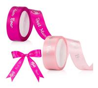 Sinmoe 2 Cintas para Día de La Madre Cinta Rosa Roja de 9 m x 2,5 cm con Patrones de Palabras Cinta para Envolver Regalos o DIY Bolsas de Dulces para Lazo Hacer Artículos de Ramos para Fiesta